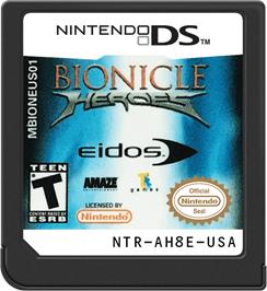 Cartridge artwork for Bionicle Heroes on the Nintendo DS.