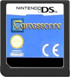 Cartridge artwork for Carcassonne on the Nintendo DS.