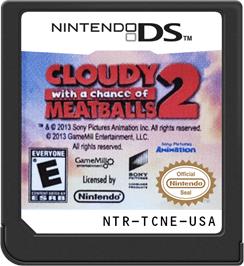 Cartridge artwork for Cloudy With A Chance Of Meatballs 2 on the Nintendo DS.