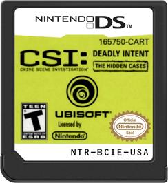 Cartridge artwork for Csi - Crime Scene Investigation - Deadly Intent - The Hidden Cases on the Nintendo DS.