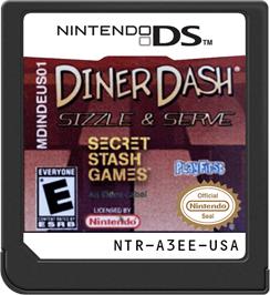 Cartridge artwork for Diner Dash - Sizzle And Serve on the Nintendo DS.