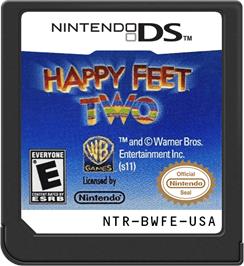 Cartridge artwork for Happy Feet 2 on the Nintendo DS.