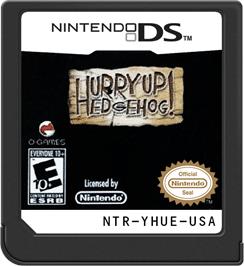 Cartridge artwork for Hurry Up Hedgehog! on the Nintendo DS.