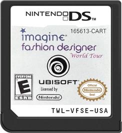 Cartridge artwork for Imagine Fashion Designer World Tour on the Nintendo DS.
