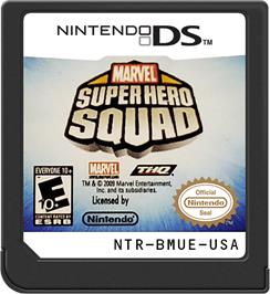 Cartridge artwork for Marvel Super Hero Squad on the Nintendo DS.