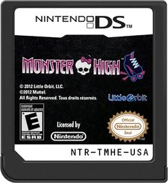 Cartridge artwork for Monster High - Skultimate Roller Maze on the Nintendo DS.