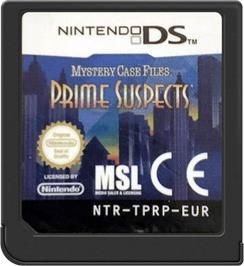 Cartridge artwork for Mystery Case Files - Prime Suspects on the Nintendo DS.
