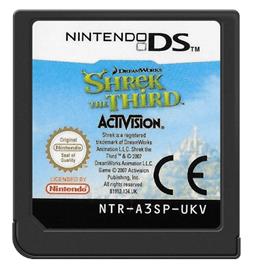 Cartridge artwork for Shrek the Third on the Nintendo DS.