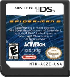 Cartridge artwork for Spider-man 2 on the Nintendo DS.