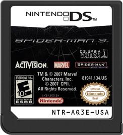 Cartridge artwork for Spider-man 3 on the Nintendo DS.
