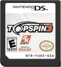 Cartridge artwork for Top Spin 3 on the Nintendo DS.