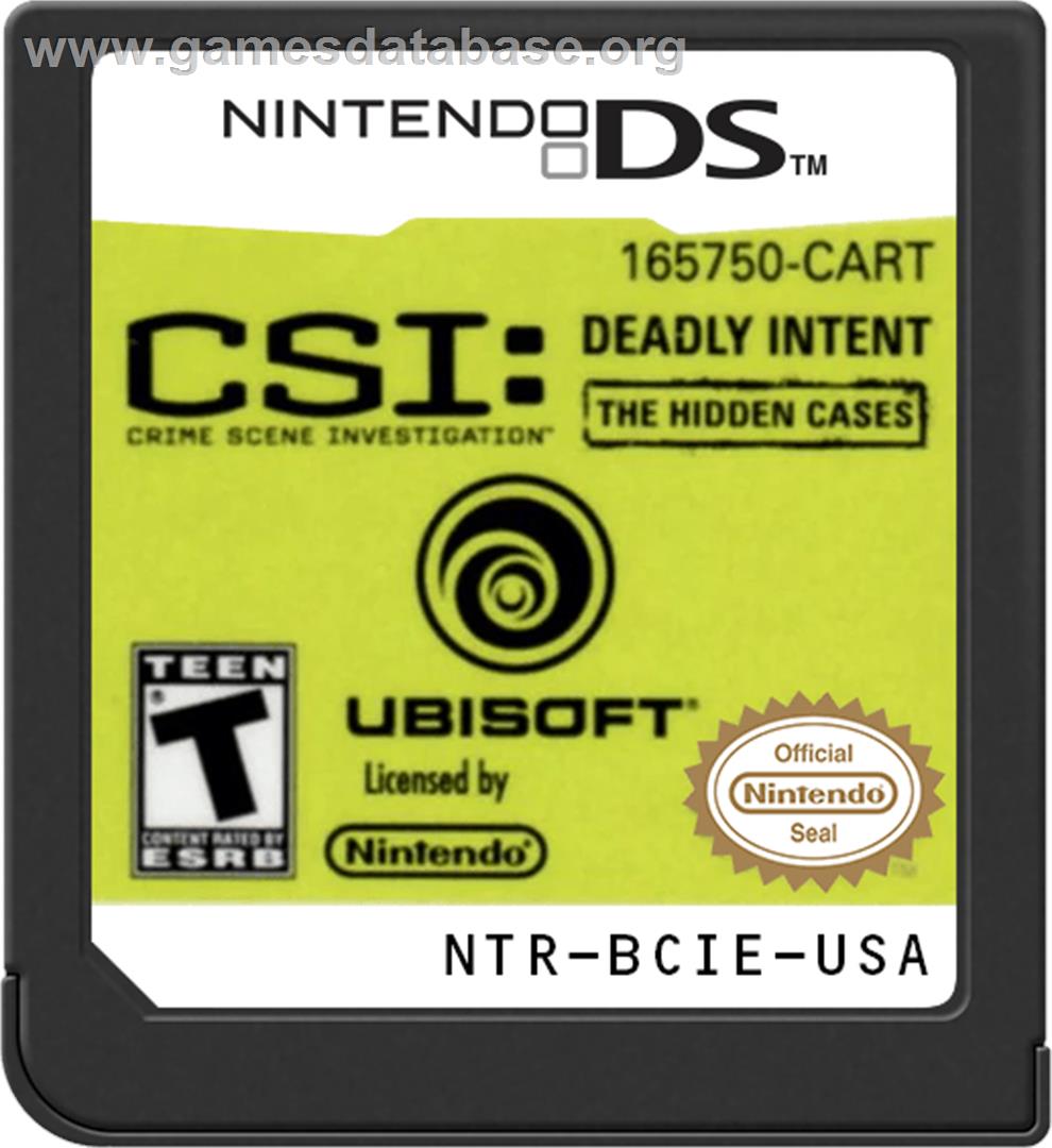 Csi - Crime Scene Investigation - Deadly Intent - The Hidden Cases - Nintendo DS - Artwork - Cartridge
