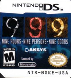 Top of cartridge artwork for 999 - Nine Hours Nine Persons Nine Doors on the Nintendo DS.