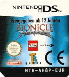 Top of cartridge artwork for Bionicle Heroes on the Nintendo DS.