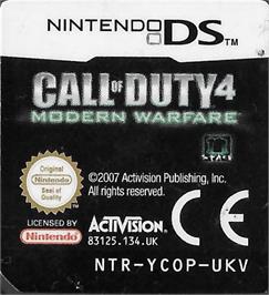 Top of cartridge artwork for Call Of Duty 4 - Modern Warfare on the Nintendo DS.