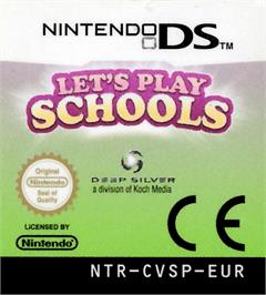 Top of cartridge artwork for Let's Play Schools on the Nintendo DS.