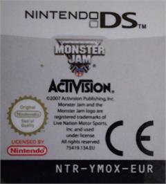 Top of cartridge artwork for Monster Jam on the Nintendo DS.