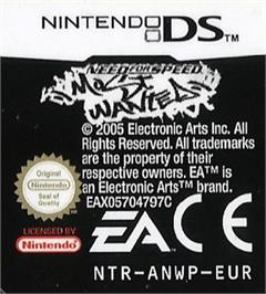 Top of cartridge artwork for Need For Speed - Most Wanted on the Nintendo DS.