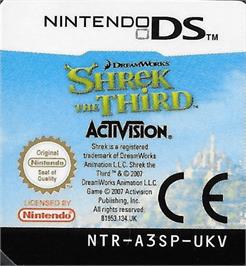 Top of cartridge artwork for Shrek the Third on the Nintendo DS.