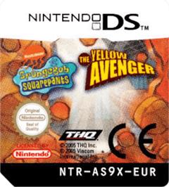Top of cartridge artwork for SpongeBob SquarePants: The Yellow Avenger on the Nintendo DS.