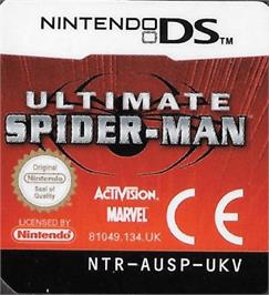 Top of cartridge artwork for Ultimate Spider-man on the Nintendo DS.