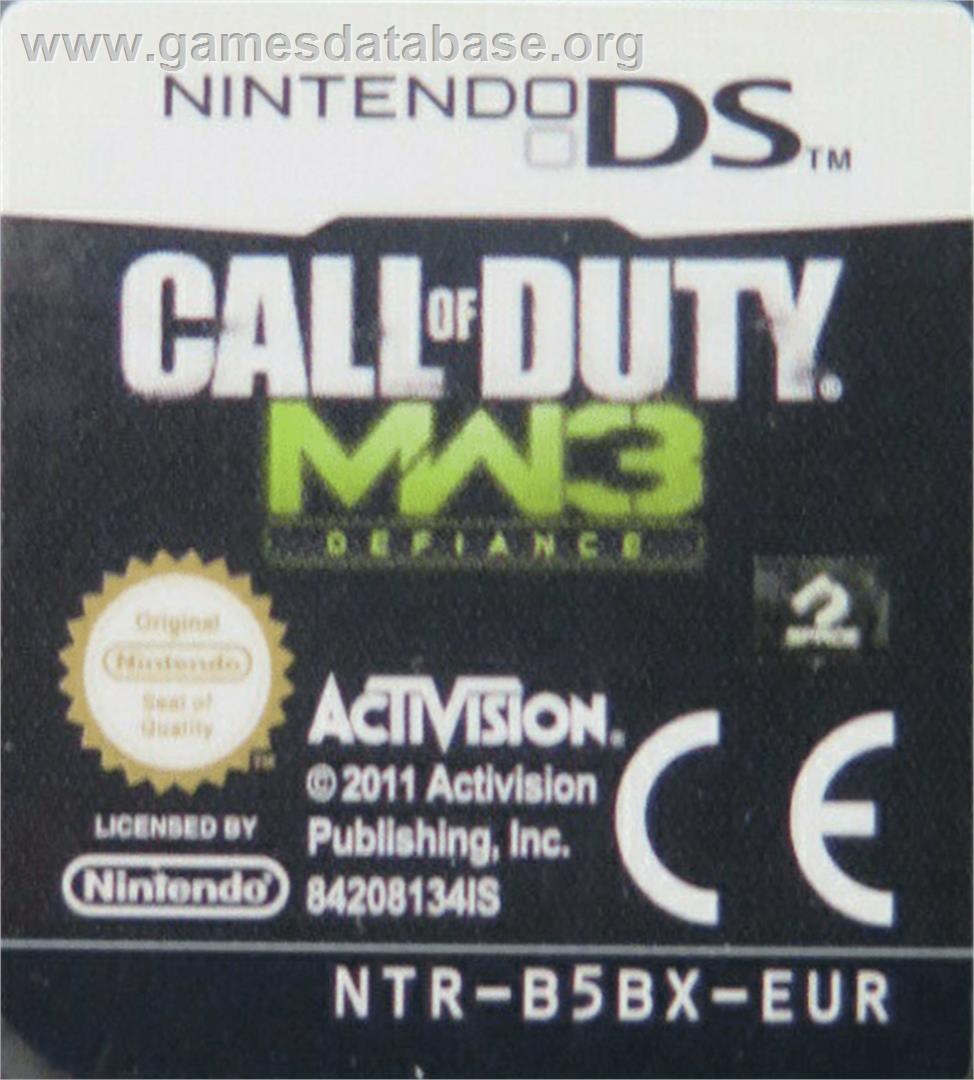 Call Of Duty - Modern Warfare 3 - Defiance - Nintendo DS - Artwork - Cartridge Top