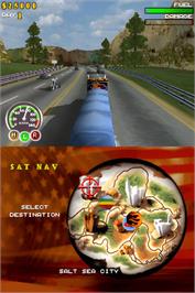 In game image of Big Mutha Truckers on the Nintendo DS.
