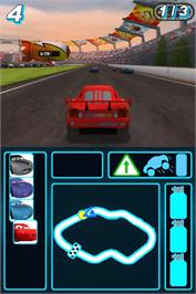 In game image of Cars 2 on the Nintendo DS.