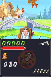 In game image of Chicken Shoot on the Nintendo DS.