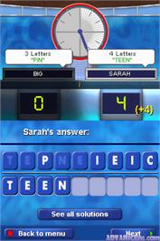 In game image of Countdown - The Game on the Nintendo DS.
