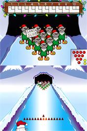 In game image of Elf Bowling 1 And 2 on the Nintendo DS.