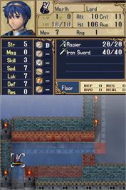 In game image of Fire Emblem - Shadow Dragon on the Nintendo DS.