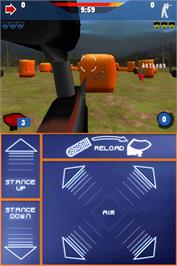 In game image of Greg Hastings' Tournament Paintball Max'd on the Nintendo DS.