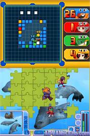 In game image of Jigsaw World - Daigekitou! Jig-battle Heroes on the Nintendo DS.