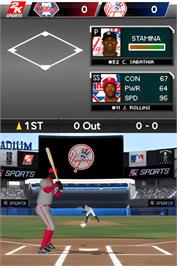 In game image of Major League Baseball 2k10 on the Nintendo DS.