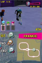 In game image of Monster High - Skultimate Roller Maze on the Nintendo DS.