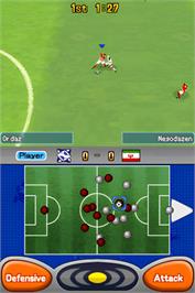 In game image of Pro Evolution Soccer 2008 on the Nintendo DS.