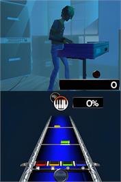 In game image of Rock Band 3 on the Nintendo DS.
