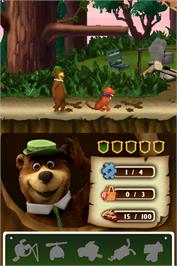 In game image of Yogi Bear on the Nintendo DS.
