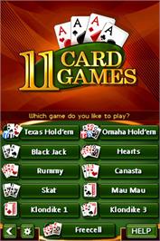 Title screen of 11 Card Games on the Nintendo DS.