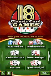 Title screen of 18 Card Games on the Nintendo DS.
