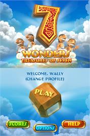 Title screen of 7 Wonders - Treasures Of Seven on the Nintendo DS.