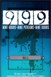 Title screen of 999 - Nine Hours Nine Persons Nine Doors on the Nintendo DS.