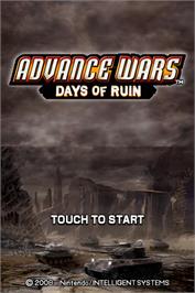 Title screen of Advance Wars - Days Of Ruin on the Nintendo DS.