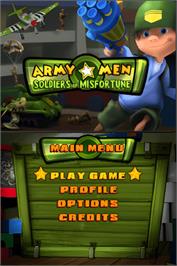 Title screen of Army Men - Soldiers Of Misfortune on the Nintendo DS.
