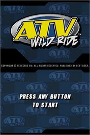 Title screen of Atv Wild Ride on the Nintendo DS.