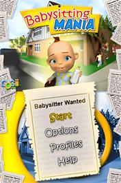 Title screen of Babysitting Mania on the Nintendo DS.