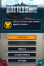 Title screen of Battleship on the Nintendo DS.