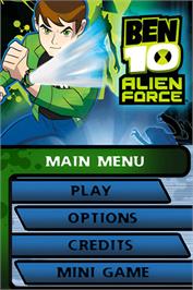 Title screen of Ben 10 - Alien Force on the Nintendo DS.
