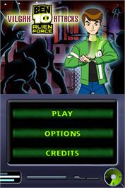 Title screen of Ben 10 - Alien Force - Vilgax Attacks on the Nintendo DS.